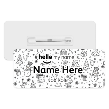 #hello my name is... Name Badge - Christmas Doodles Background