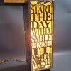 Wooden Wine box with Quote Lamp - Wine Quote "Start the day with a Smile, Finish it with Wine"