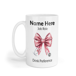 Personalised Ceramic Mug - Pink Floral Coquette Bow