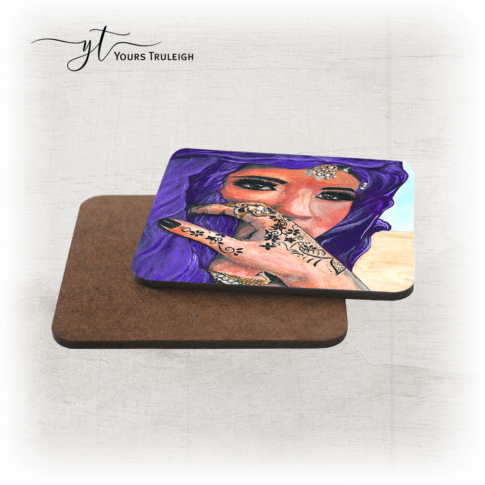 Amazigh Girl - Purple - Ceramic Mug, Hardboard Coaster & Placemat Set - Amazigh Girl - Purple