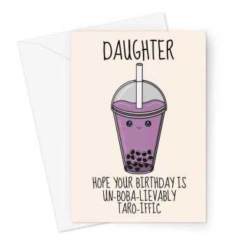 Taro Boba Tea Birthday Card For Daughter