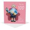 Right royal celebration, female 100th birthday card for her - designed by Erica Sturla - 15cm square and blank inside, made in the UK
