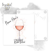 Personalised Rose Wine Glass Coaster with Splash Effect