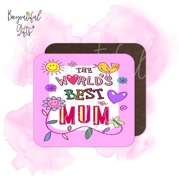 Mother's Day Coaster - Cartoon Style The World's Best Mum