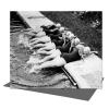 Dipping a toe, black and white vintage photographic card featuring swimmers by the pool - 12.6 x 17.7cm and blank inside - made in the UK
