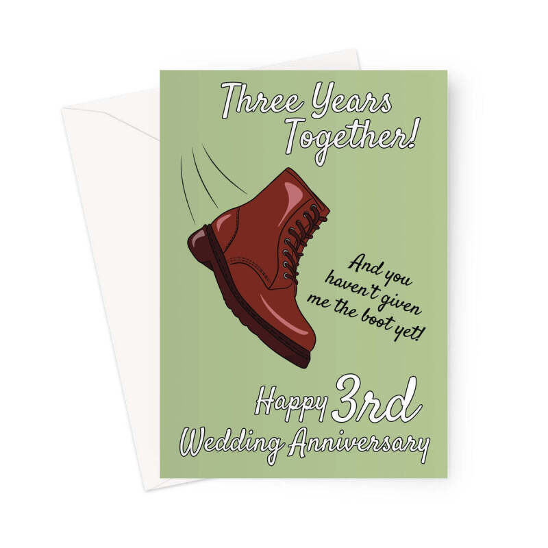 3rd Wedding Anniversary Card - Leather - A5 Portrait - 1 Card