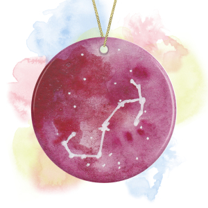 Watercolour Hand Painted Zodiac Sign Round Ceramic Decoration - Scorpio
