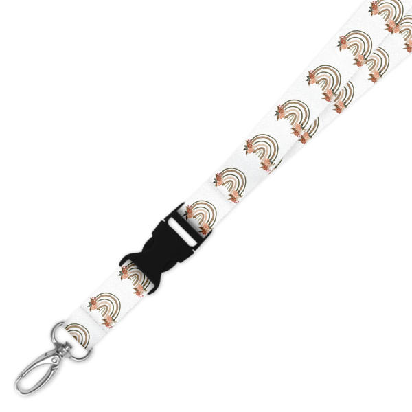 Double Breakaway Lanyard - Floral Natural Boho Rainbow