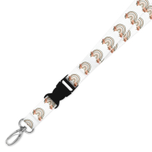 Double Breakaway Lanyard - Floral Natural Boho Rainbow