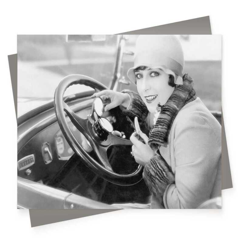 Optional extras, vintage photographic black and white car themed card  - 12.6 x 17.7cm and blank inside - made in the UK