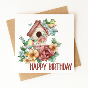 Birthday Card - Happy Birthday Bird House