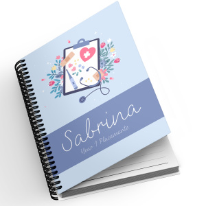 A5 Personalised Spiral Bound Diary - Floral Stethoscope | Yearly | Academic | Appointment