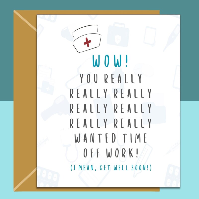 Get Well Soon Card - personalised - funny - Ideal for your friend, brother, sister, or anyone else recovering from injury or surgery. - Blank inside - Regular - Matte