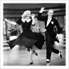 Holy Mackerel Fred and Ginger retro black and white photographic card featuring a vintage image of Astaire and Rogers dancing - 15cm square and blank inside