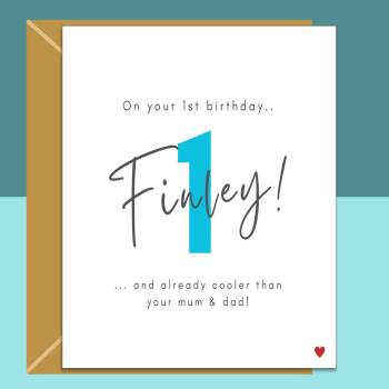 1st Birthday Card - Funny - Personalised - For nephew, cousin, friend's little boy, godson, grandson, or any other baby turning 1 years old.
