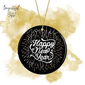 New Year Ceramic Decoration - Happy New Year Firework Themed