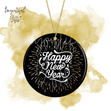 New Year Ceramic Decoration - Happy New Year Firework Themed