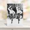 Bing & Bob in kilts, photographic black and white dancing themed card - 12.6 x 17.7cm and blank inside - made in the UK