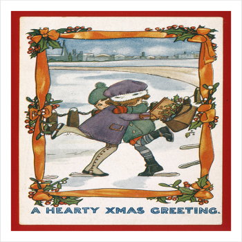 Illustration of Children Hugging - a 17.5 x 12.5cm Christmas Card from Holy Mackerel's Alternative Image Range of Festive Designs.