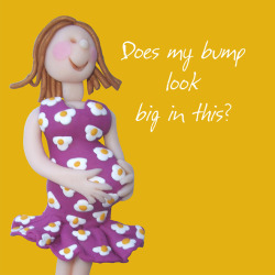 Holy Mackerel does my bump look big in this congratulations on your pregnancy card - designed by artist Erica Sturla - 15cm square and blank inside for your message - made in the UK