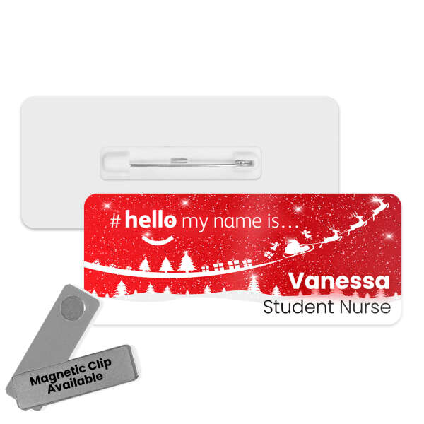 #hello my name is... Name Badge - Santa's Sleigh