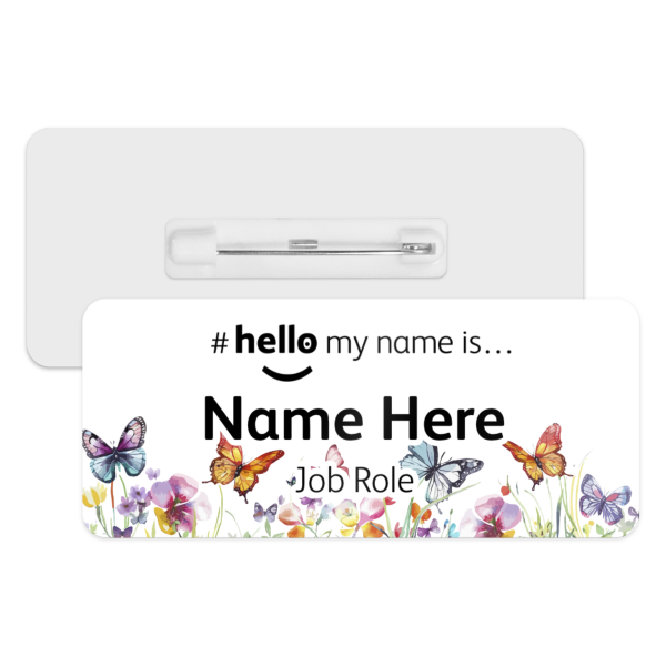 #hello my name is... Name Badge - Butterfly Meadow Border