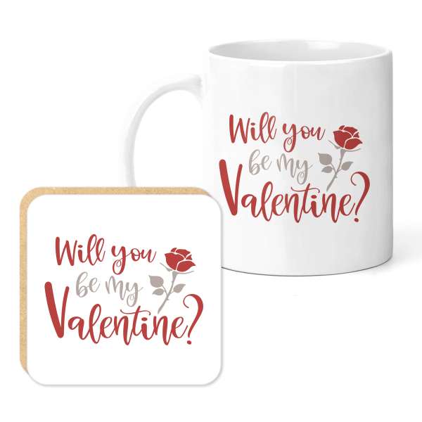 Valentine Mug & Coaster Set - Will You Be My Valentine?