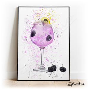 Purple Gin Splash Effect Art Print - A4 (Approx. 21cm x 30cm)