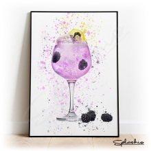 Purple Gin Splash Effect Art Print - A6 (Approx. 10cm x 15cm)