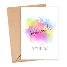 Personalised Birthday Card - Rainbow Name Explosion - Small (Approx. A6) - Standard Smooth Card