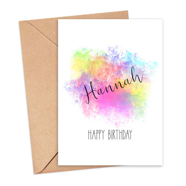 Personalised Rainbow Name Explosion Happy Birthday A5 Greeting Card - Small (A6)