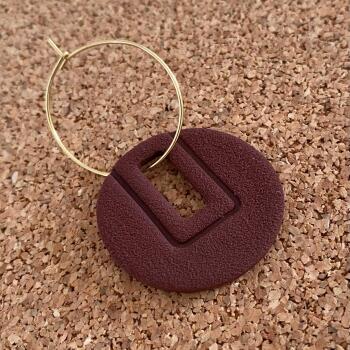 Textured Brown Polymer Clay Hoop Earrings | Gold or Silver