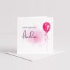 Pink balloon card personalised birthday design custom name script soft greeting - Smooth No Message - Kraft Brown