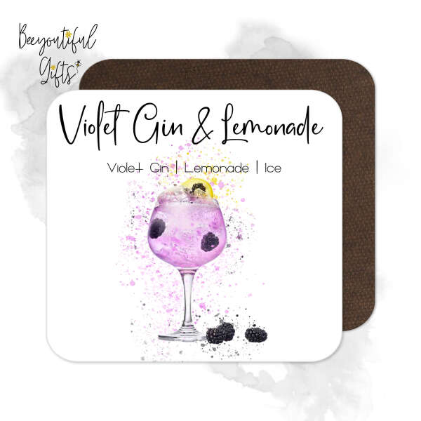 Drink Ingredient Coaster - Violet Gin & Lemonade