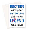 Funny 30th Birthday Card For A Bellend Brother - A5 Portrait - 1 Card