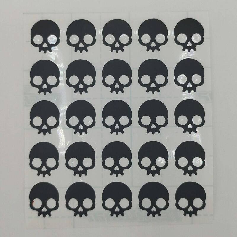25 Skull Stickers Matt Black or Silver Holographic - Matt Black