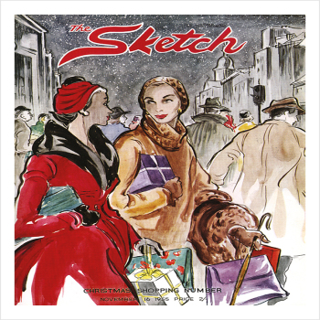 Sketch Magazine Christmas Shopping Number 1955 - a 17.5 x 12.5cm Christmas Card from Holy Mackerel's Alternative Image Range of Festive Designs.
