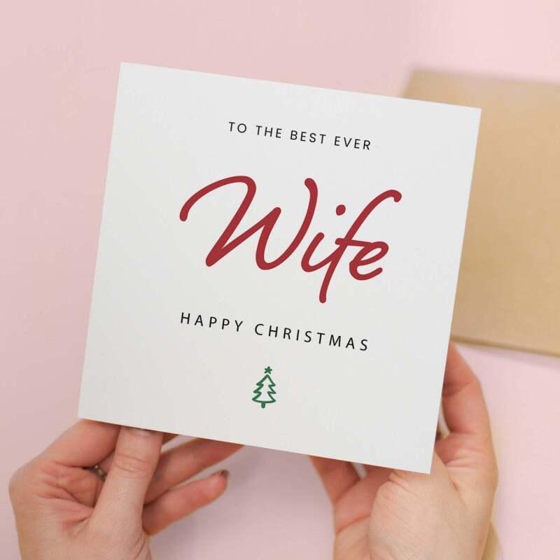 Christmas Card For Wife Xmas Card For Wife Best Wife Ever Christmas Card - Square (5.5x5.5) / Blank Inside