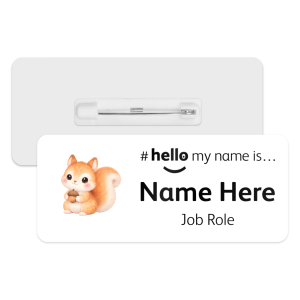 #hello my name is... Name Badge - Watercolour Springtime Squirrel