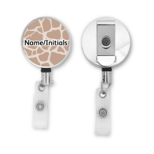 Personalised Metal ID Reel - Giraffe Animal Print