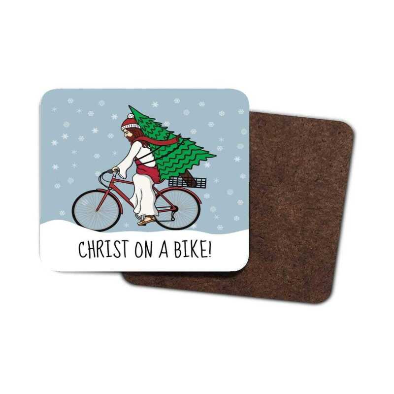 Funny Christmas Coaster: Christ on a Bike, Novelty Xmas Gift