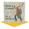 Blinder of a birthday - King Harold themed birthday card - designed by Erica Sturla - 15cm square and blank inside, made in the UK