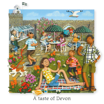 Holy Mackerel Taste of Devon - a Devon themed card designed by Erica Sturla - 15cm square and blank inside