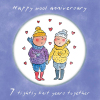 Holy Mackerel same sex LGBTQ+ 7th Wool anniversary card (male) by Rosie Brooks - blank inside - 15cm square