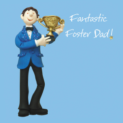 Holy Mackerel Fantastic Foster Dad, an Erica Sturla 15cm square greetings card for a foster father, suitable for birthdays, fathers day, thank you etc. Blank inside for your message