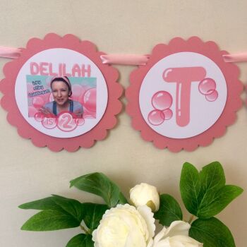 Ms Rachel, Personalised Ms Rachel Bunting, Ms Rachel Bubblegum Party Decor