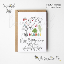 Personalised Birthday Card - Children's Safari Animal - Small (A6)