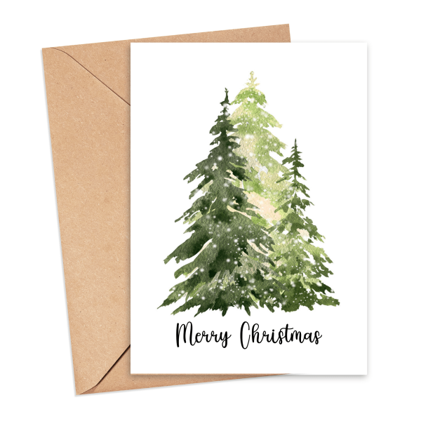 Christmas Card - Watercolour Winter Tree Trio - Small (A6)