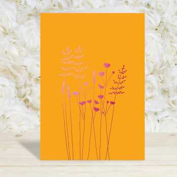 Buttercups and daisies blank card with a pretty pink foil print - designed by artist Eloise Hall - 15.7 x 11cm and blank inside