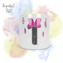 Personalised Bow with Streamers 1st Birthday Number Smug Mug® (6oz)